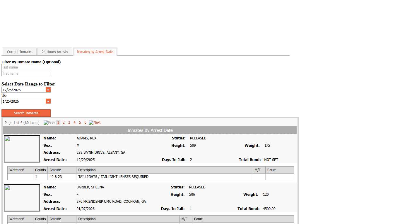 Inmates by Arrest Date